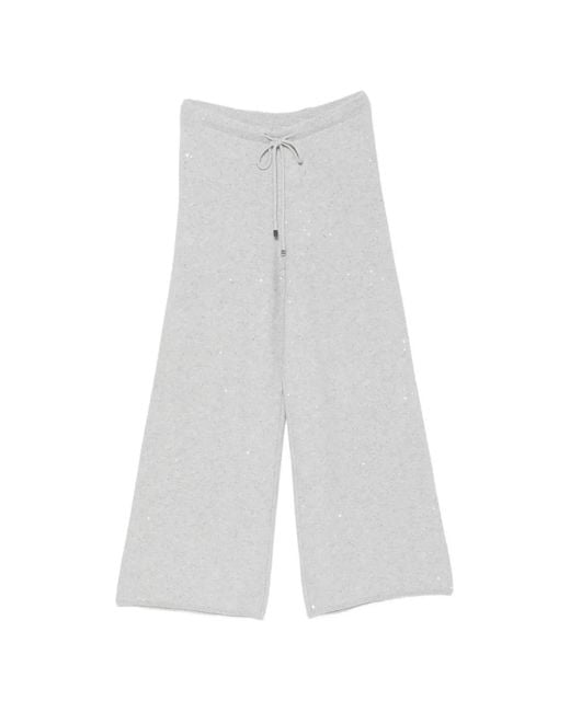 Antonelli White Sequin-Embellished Drawstring Trousers