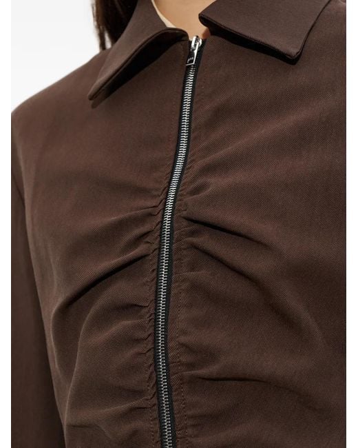 IRO Brown Ruched Zip-Up Jacket