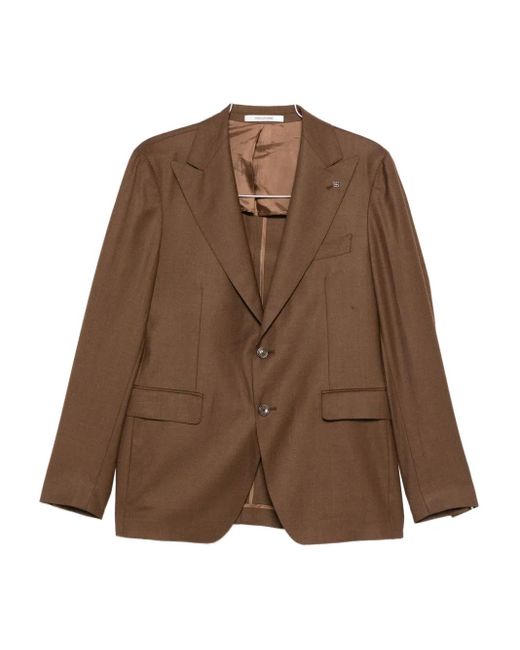 Tagliatore Brown Peak-Lapels Single-Breasted Suit for men