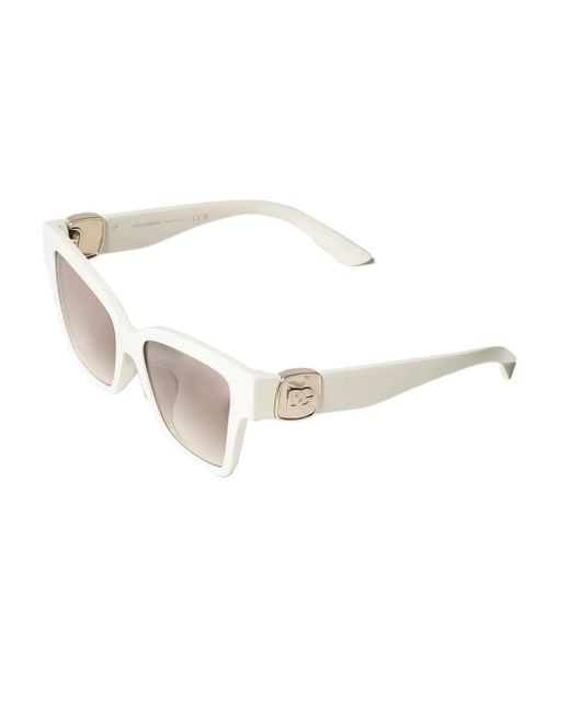Dolce & Gabbana White Logo-Plaque Square-Frame Sunglasses