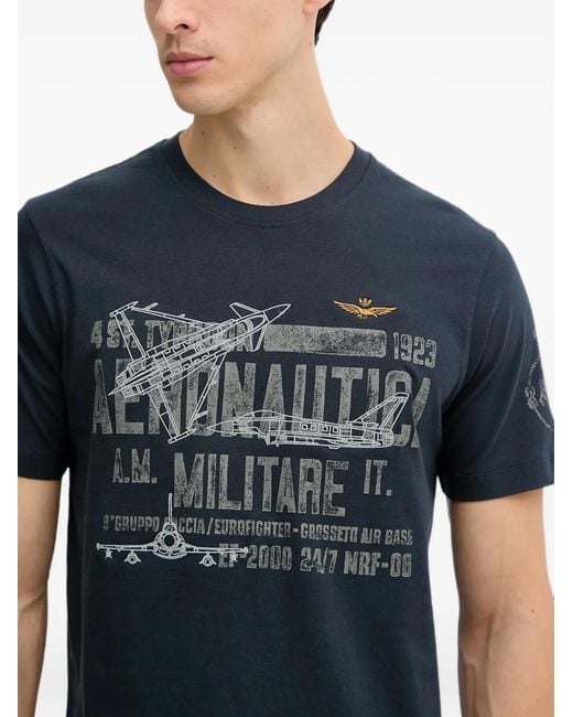 Aeronautica Militare Blue Graphic-Print T-Shirt for men