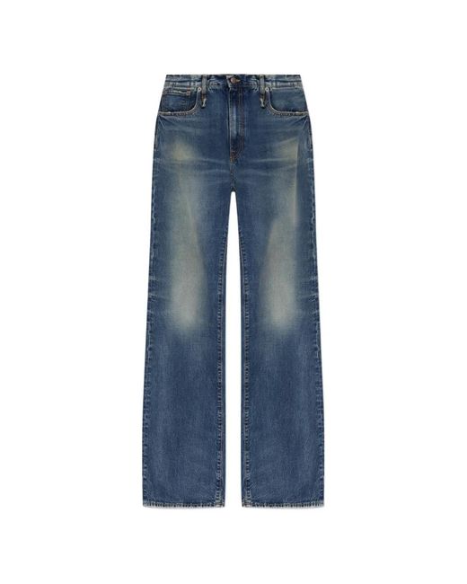 R13 Blue Faded Wide-Leg Jeans