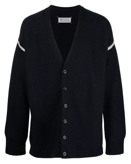 Maison Margiela Blue Elbow-Patch Cardigan