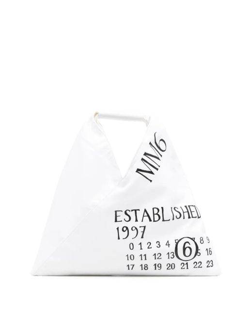 Borsa Tote Con Motivo Numeri di MM6 by Maison Martin Margiela in White