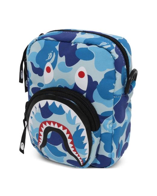 A Bathing Ape Blue Abc Camo Shark Messenger Bag for men