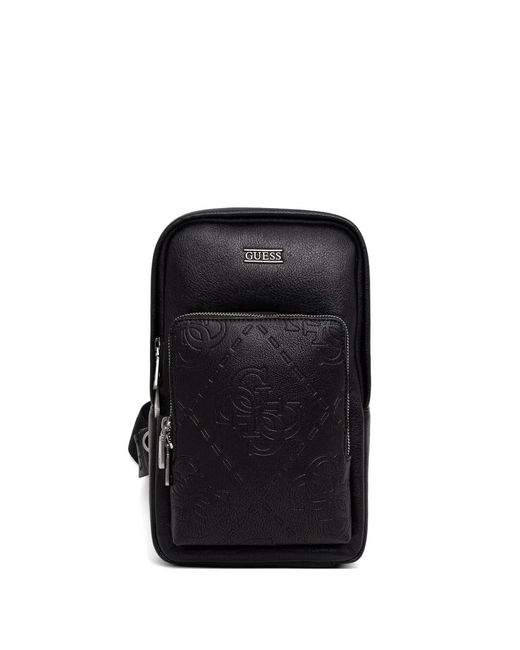 Guess Black Boston Logo-Pattern Backpack for men