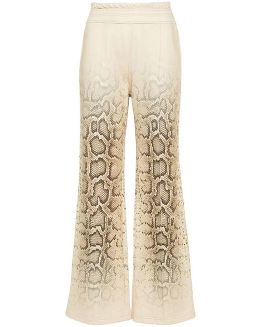 Ermanno Scervino Natural Snakeskin-print Cotton Track Pants