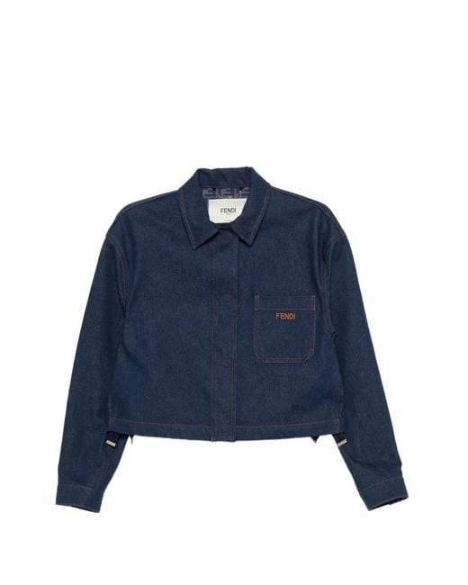 Fendi Blue Ff Reverse Denim Jacket