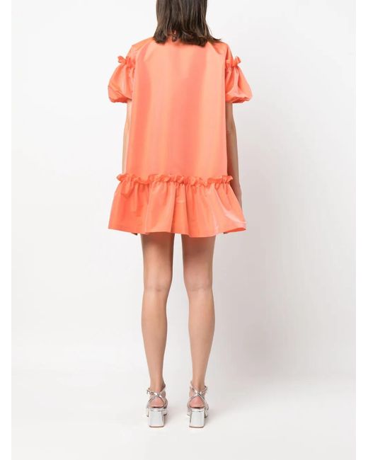 Viktor & Rolf Orange Robe Courte À Manches Bouffantes