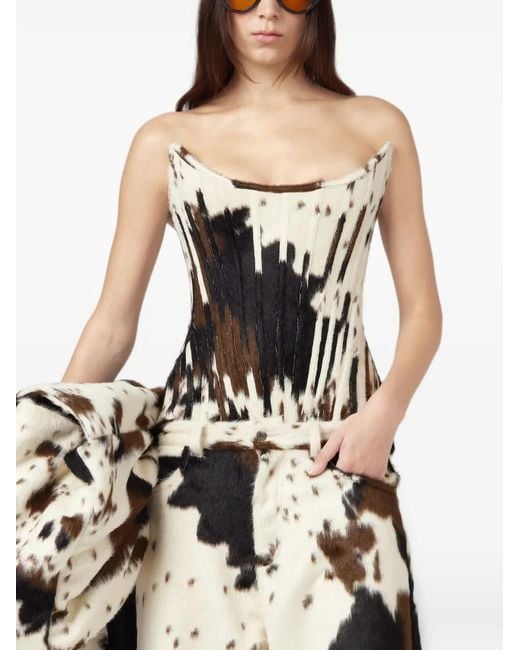 GIUSEPPE DI MORABITO Black Cow-Print Corset Top