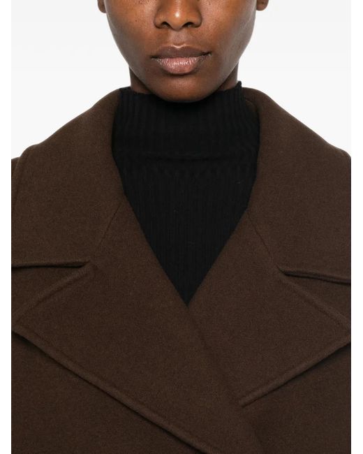 LE SULLY STUDIO Brown Double-Breasted Notched-Lapel Coat