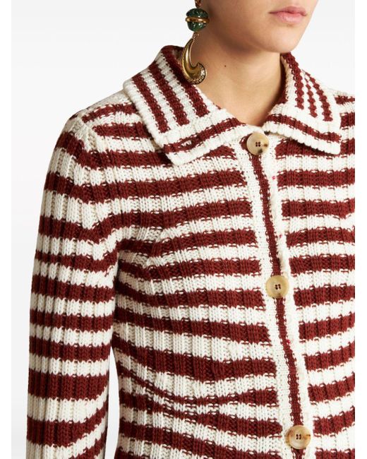 Cardigan en laine rayures Etro en coloris Red