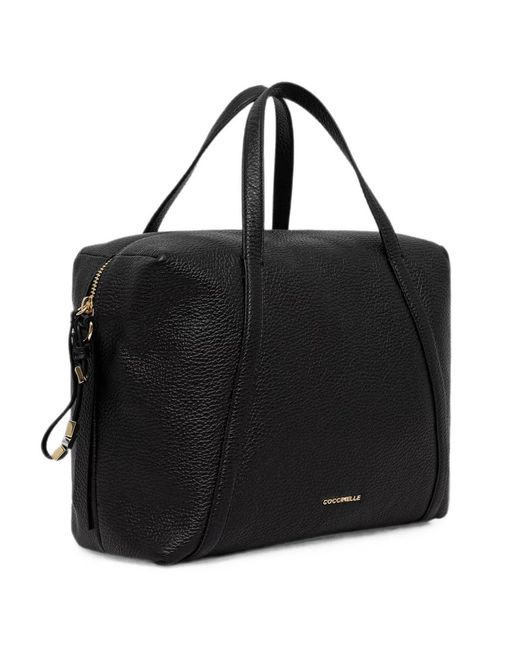 Coccinelle Black Grained-Leather Tote Bag
