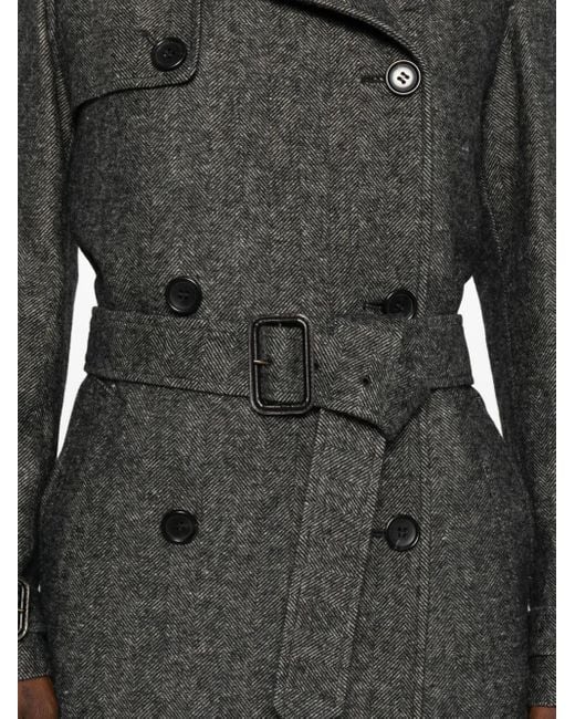 Eraldo Gray Belted Double-Breasted Coat
