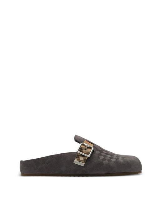 Burberry Gray Check Suede Urchin Clogs for men