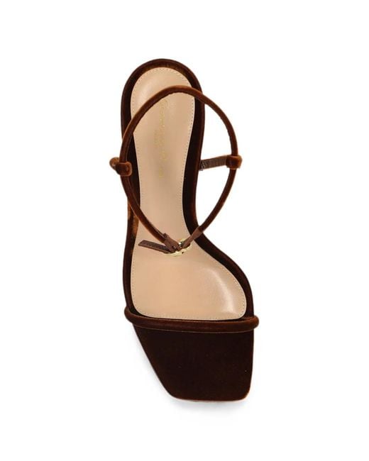 Gianvito Rossi Brown Velvet-Finish Square-Toe Sandals