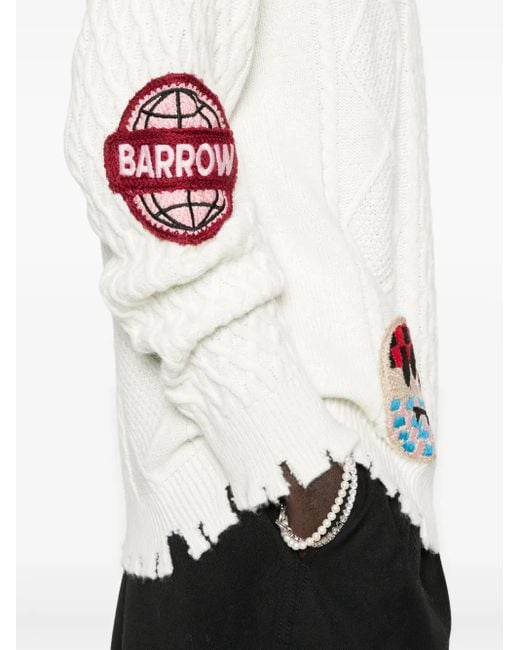メンズ Barrow ダメージ セーター White