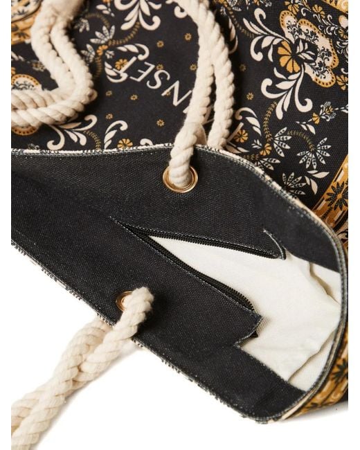Twinset White Foulard-Print Rope-Detail Tote Bag
