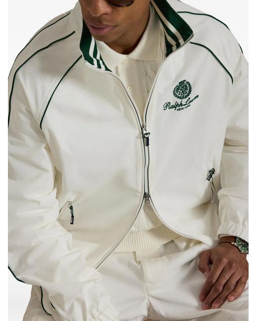 Polo Ralph Lauren White Crest-Print Piping Jacket for men