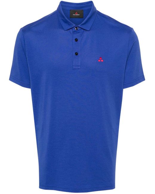 Peuterey Blue Embroidered-logo Polo Shirt for men