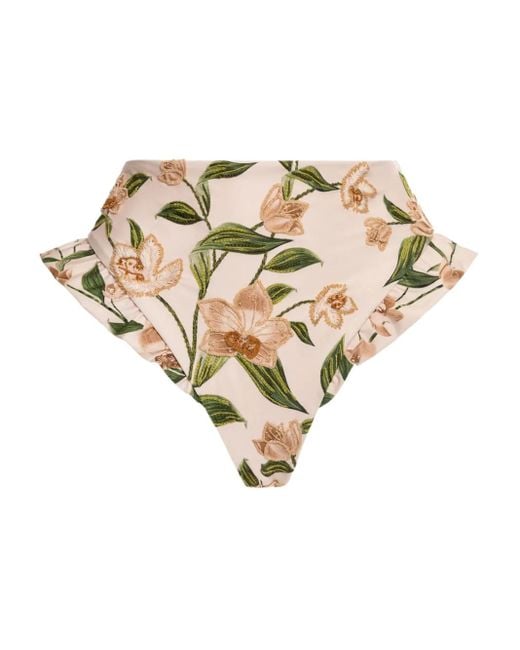 Agua Bendita Natural Floral Ruffled Bikini Bottoms