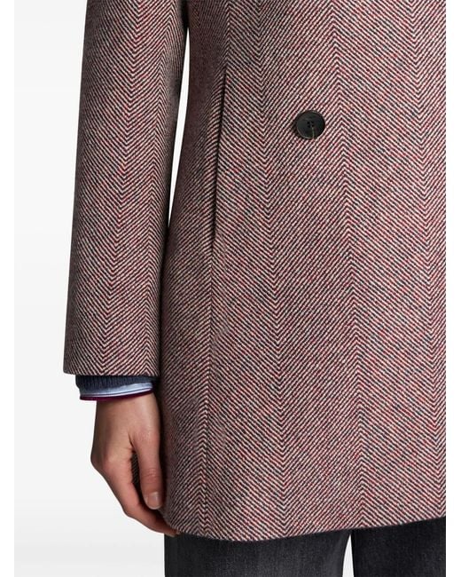 Etro Pink Herringbone-Pattern Double-Breasted Coat