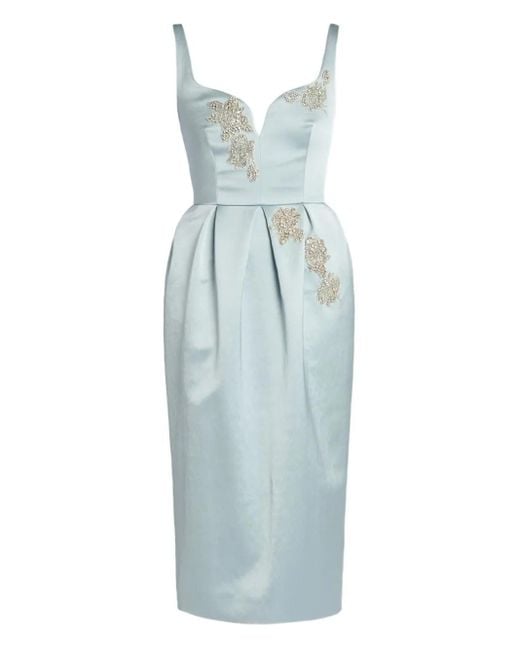 Erdem Embellished Sleeveless Woven Midi Dress in Blue | Lyst