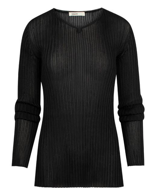 Khaite Black Tia V-Neck Top