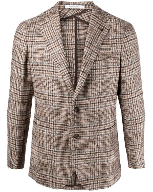 Tagliatore Plaid check Blazer in Brown for Men Lyst UK