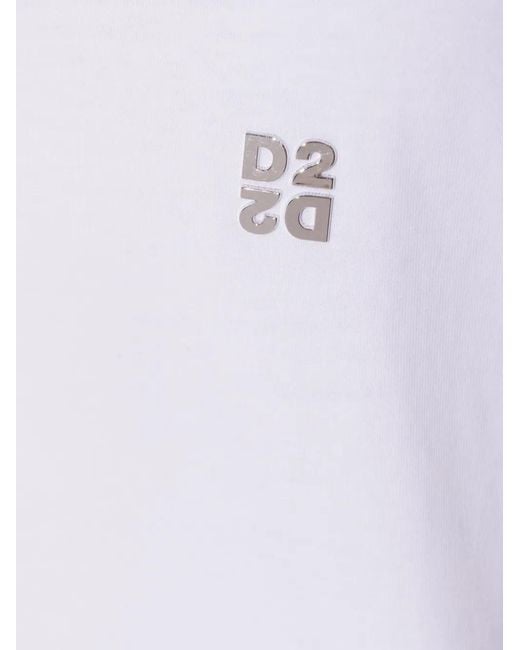 DSquared² White Logo-Appliqué T-Shirt for men