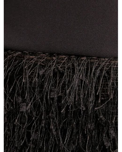 Joseph Ribkoff Black Cowl-Neck Fringed Midi Dress