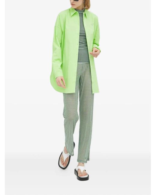Résumé Green Buttoned Long-Sleeved Top