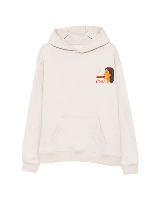 Melt White Graphic-Print Hoodie for men
