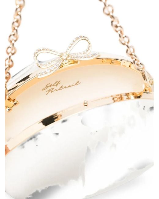 Self-Portrait White Bow-Detail Oval Clutch Bag
