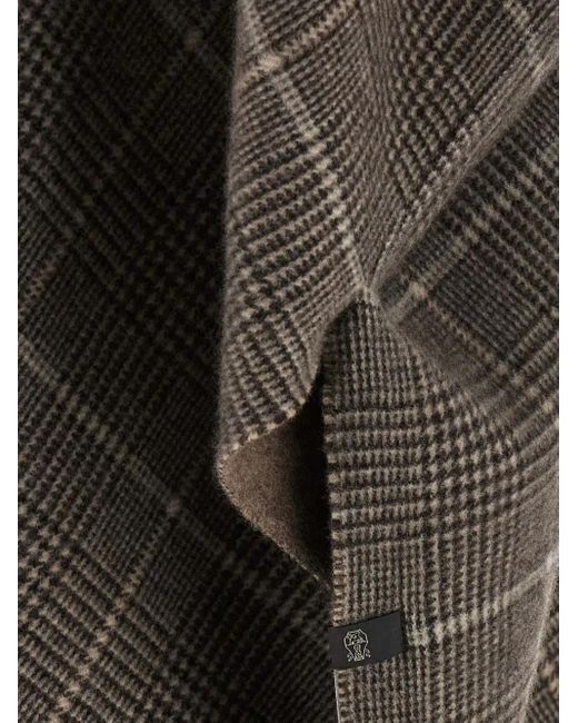 Brunello Cucinelli チェック フリンジ ポンチョ Gray