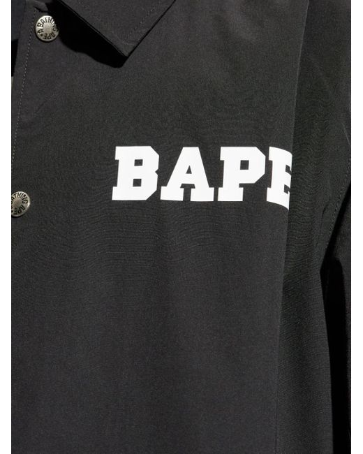 A Bathing Ape Black College Coach Logo Jacket for men