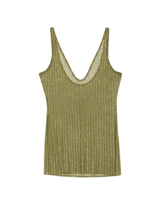 VENUJA Green Malibu Crystal-Embellished Mesh Mini Dress
