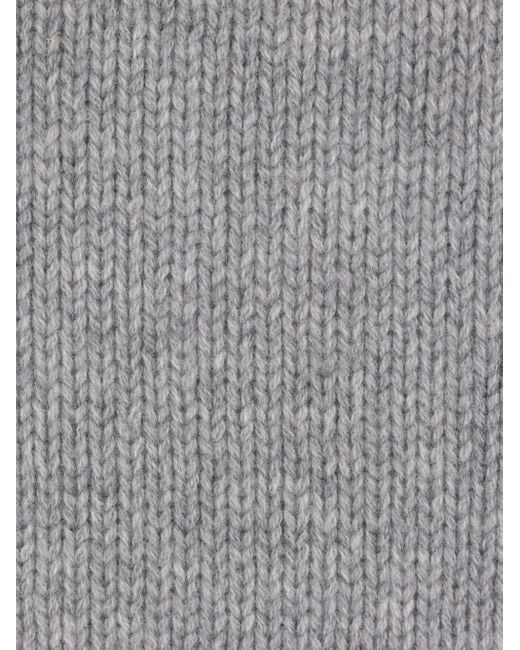 Allude Gray Turtleneck Ribbed Wool-Cashmere Sweater