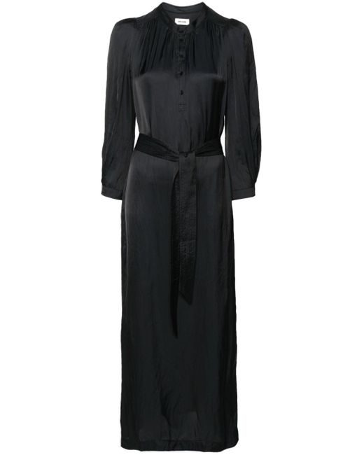 Zadig & Voltaire Black Ritchil Satin-weave Maxi Dress