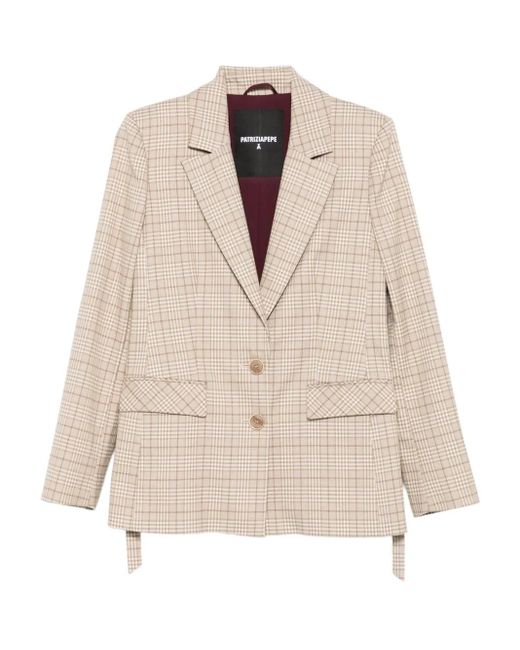 Blazer a cuadros con dos botones Patrizia Pepe de color Natural