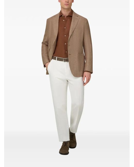 Boggi Brown Herringbone Patch Pocket Blazer for men