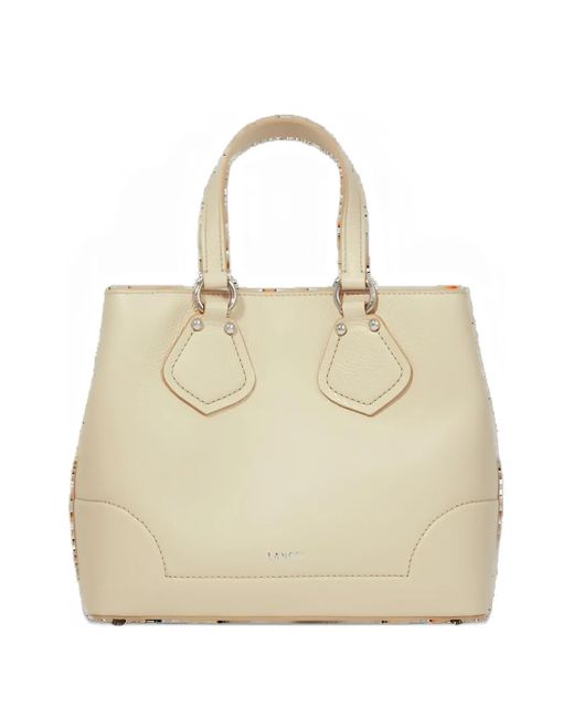 Lancel Green Small Neo Izy Leather Carryall Tote Bag
