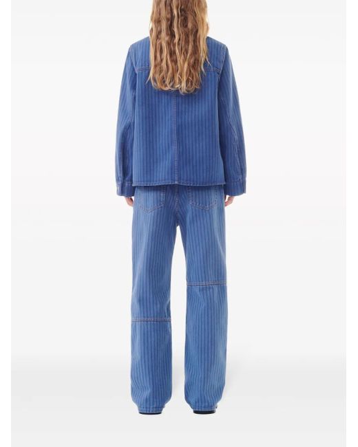Ganni Blue Striped Denim Jacket
