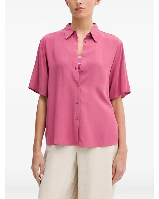 Benetton Pink Short-Sleeve Button-Down Shirt