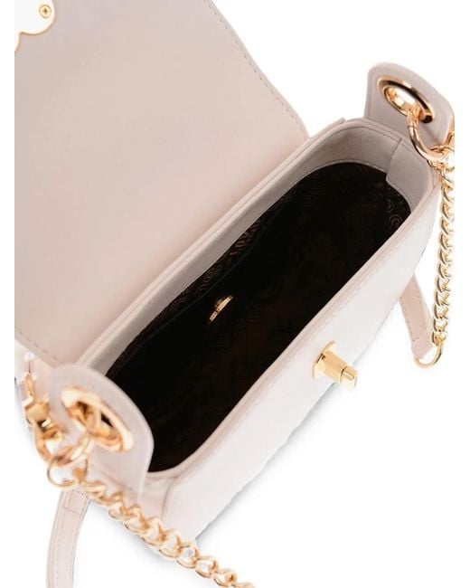 Moschino White Mini Logo-Plaque Shoulder Bag