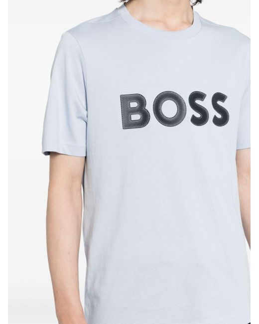 Boss White Logo-print Cotton T-shirt for men