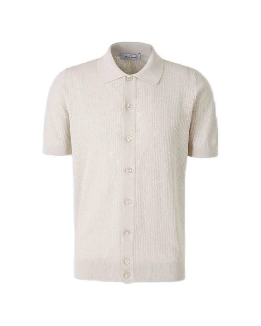 Gran Sasso White Short-Sleeve Knitted Buttoned Shirt for men
