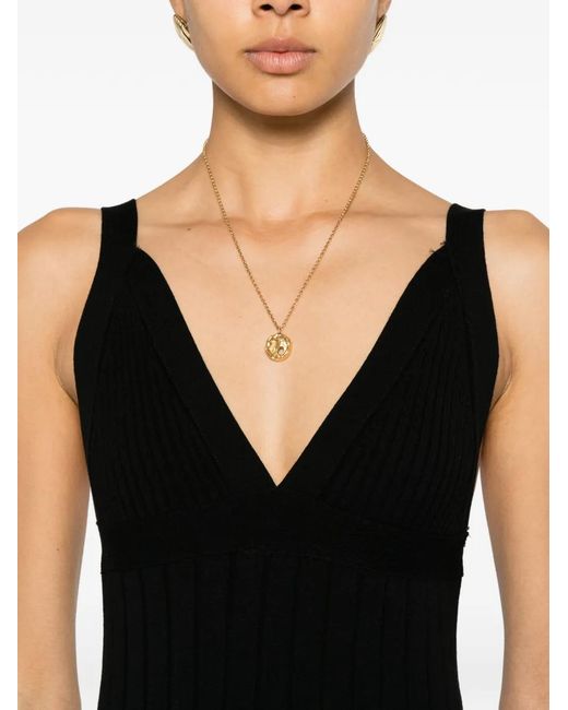 Pence Black Mia Ribbed-Knit V-Neck Maxi Dress