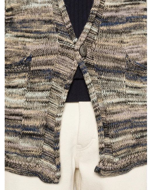 Roberto Collina Gray Cardigan À Rayures for men