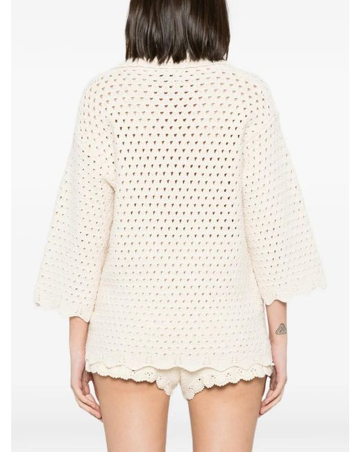 Forte_forte White Crochet-Knit Cardigan